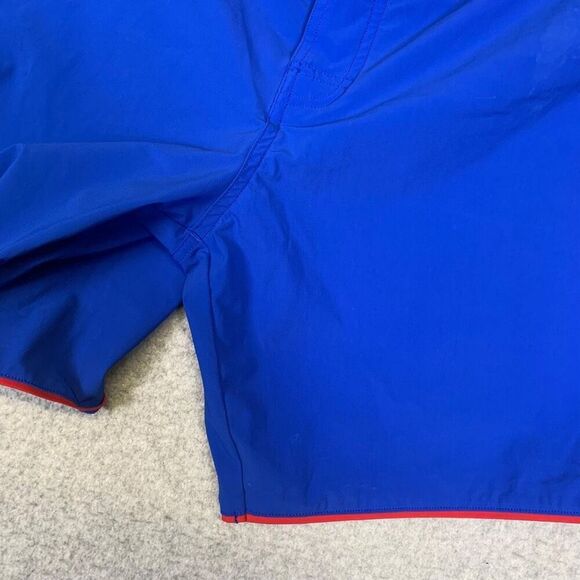 Rhone Men's Size 34 Blue Red Color block Board Shorts Swim Trunk Buttoned - Picture 10 of 12